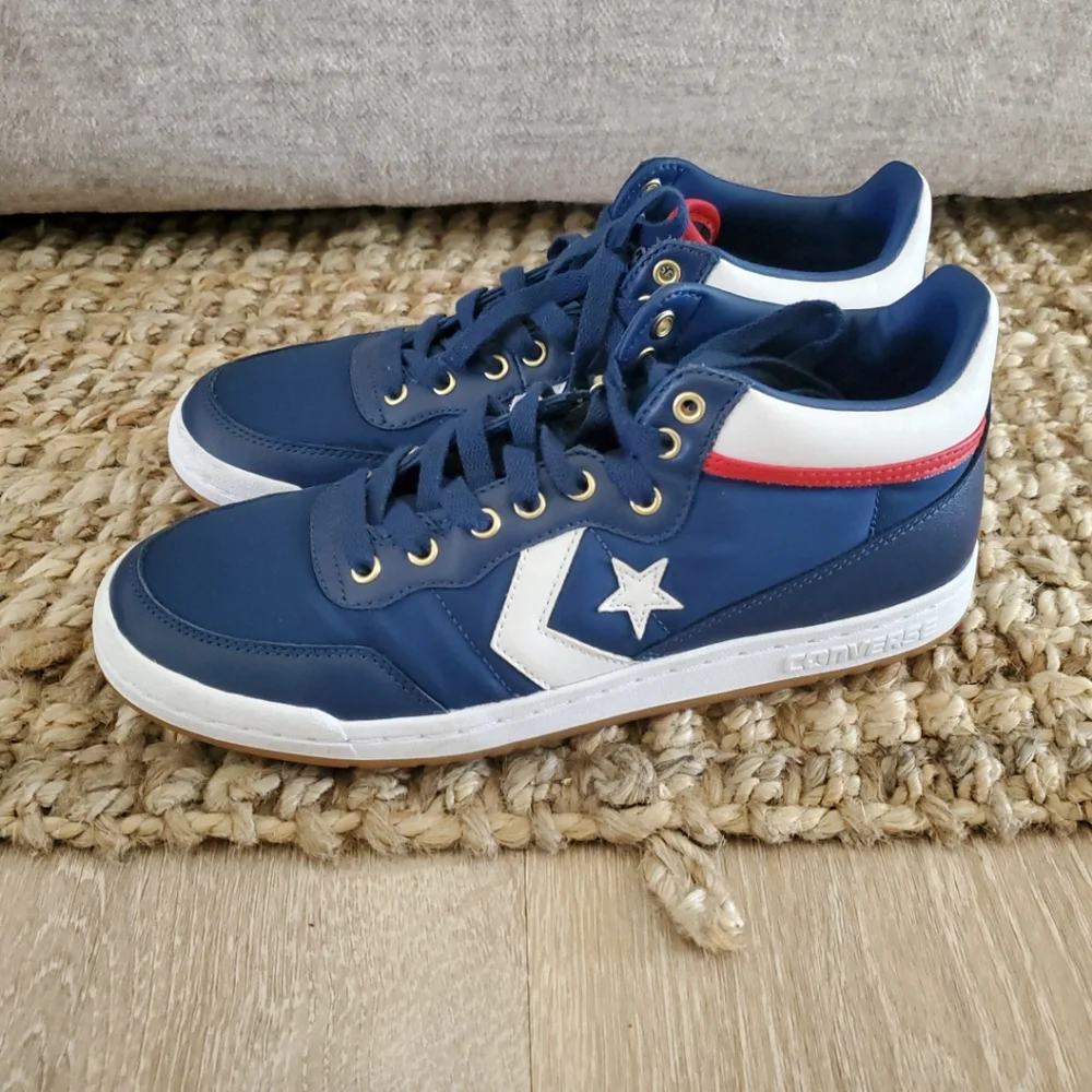 Converse Cons Shoes Mens 8 Womens 9.5 Blue White Star Mid Top 159598C Leather